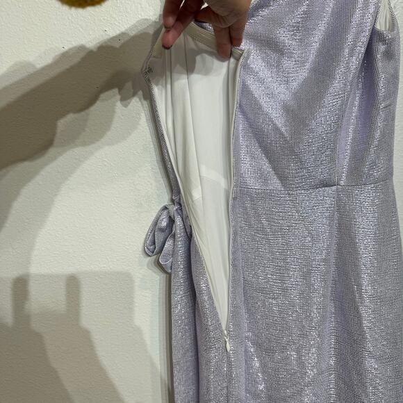 Aidan By Aidan Mattox Lavender Metallic One Shoulder Maxi Gown Sz 4 NWT - Picture 9 of 14